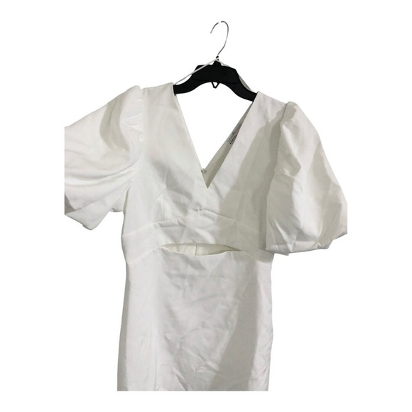 Endless Rose Puff Sleeve white Cut Out v-neck Mini Dress size large new - Picture 7 of 12